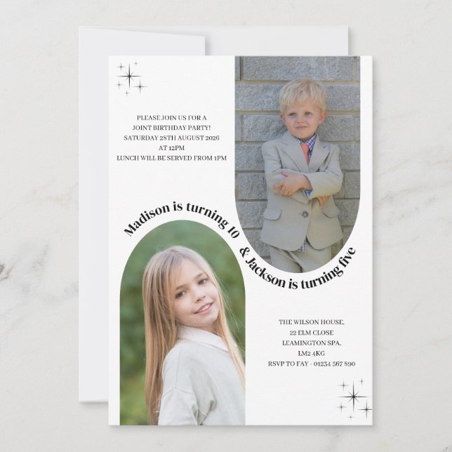 Invitation simple anniversaire pour frères et sœur (Devant)