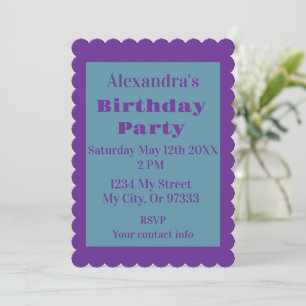 Invitation Simple Anniversaire Violet et Vert