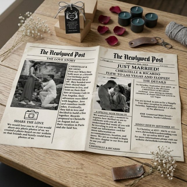 Invitation Simple annonce de mariage dans un journal pour jeu (Créateur téléchargé)