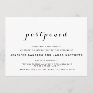 Invitation Simple Annonce de Mariage Reporté