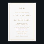 Invitation Simple Antique Or Monogramme Mariage élégant<br><div class="desc">Faire-part de mariage espagnole simple avec un design élégant et intemporel avec votre monogramme à deux lettres en haut et vos détails entourés d'une fine bordure. Tout le texte est dans un ton doré, sur un arrière - plan blanc. La couleur de police peut être changée en n'importe quelle couleur...</div>