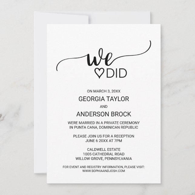 Invitation Simple Appeligraphie Noire Nous Avons Fait (Devant)