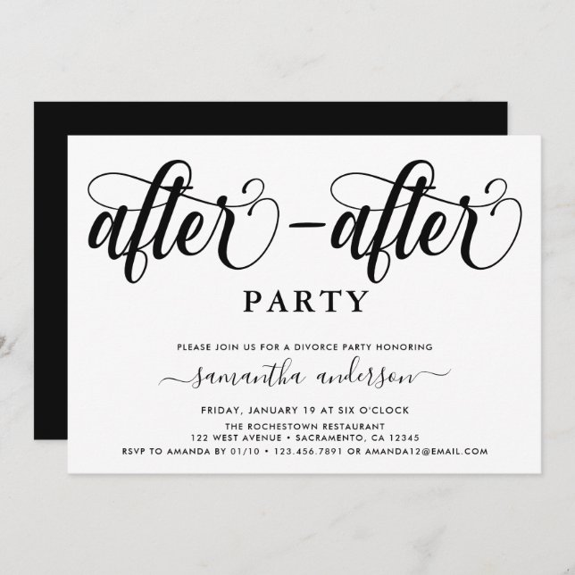 Invitation Simple après la fête de divorce (Devant / Derrière)