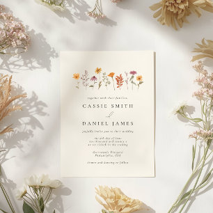 Invitation Simple aquarelle Chute Fleur sauvage Jardin Mariag