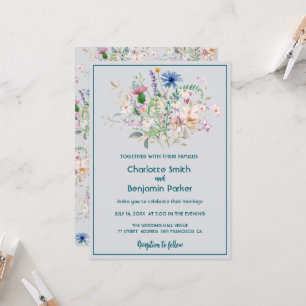 Invitation Simple Aquarelle fleur sauvage bouquet flora maria