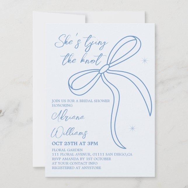 Invitation Simple Arc Bridal Shower Bleu (Devant)