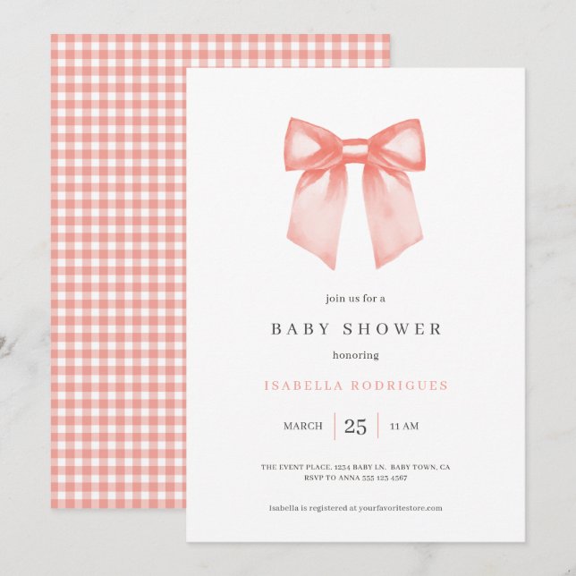 Invitation Simple Arc pour Baby Shower (Devant / Derrière)