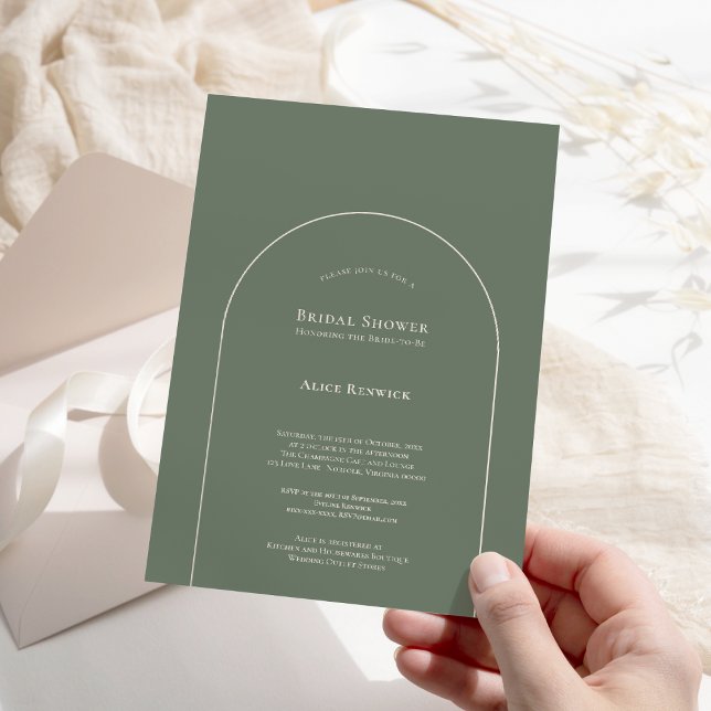 Invitation Simple Arche Bohème Vert Sauge Fête de Mariage (Créateur téléchargé)