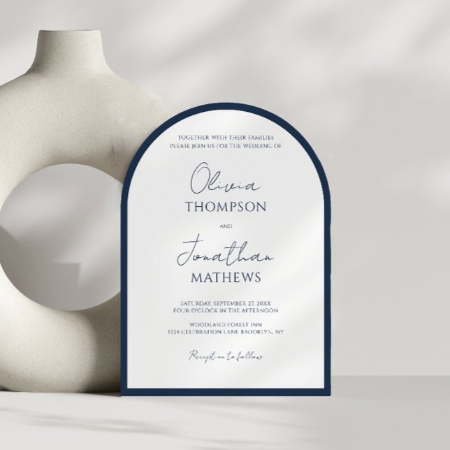 Invitation Simple Arche de mariage à bordure carrée en bleu m (Créateur téléchargé)