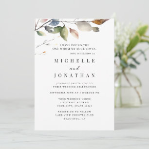 Invitation Simple automne laisse Bible Verse Mariage chrétien