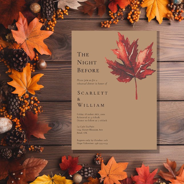 Invitation Simple Automne Mariage En Terracotta La Nuit Avant (Créateur téléchargé)