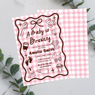 Invitation Simple Baby Is Brewing Doodle Café Baby Shower I
