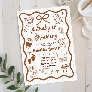 Invitation Simple Baby Is Brewing Doodle Café Baby Shower I
