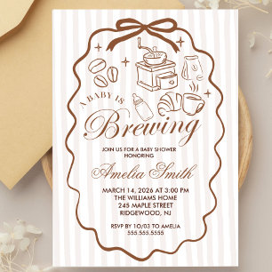 Invitation Simple Baby Is Brewing Doodle Café Baby Shower I