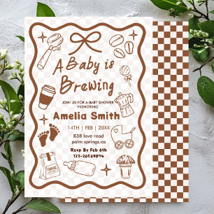 Invitation Simple Baby Is Brewing Doodle Café Baby Shower I