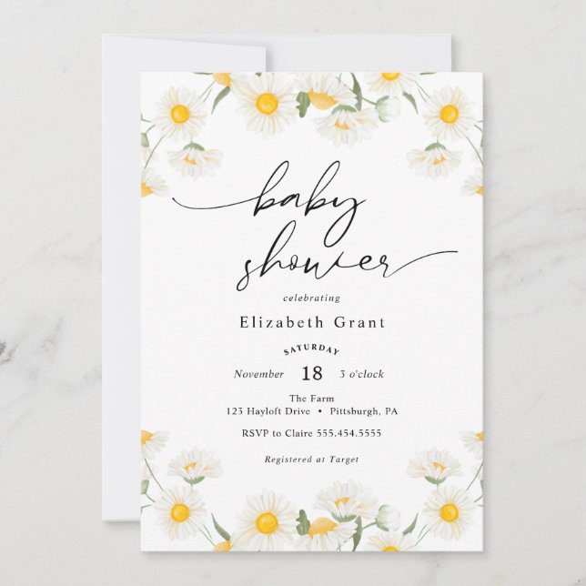 Invitation simple Baby shower de couronne de margu (Devant)