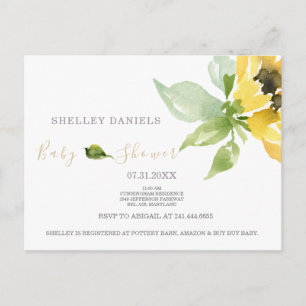 Invitation simple Baby shower de tournesol