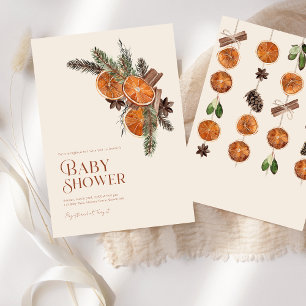 Invitation Simple Baby Shower Hiver Citron Séché Cannelle