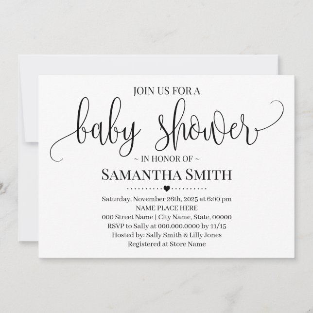 Invitation Simple Baby shower moderne maman minimaliste pour  (Devant)