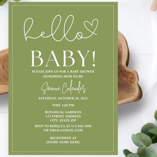 Invitation simple Baby shower vert Sage (Créateur téléchargé)