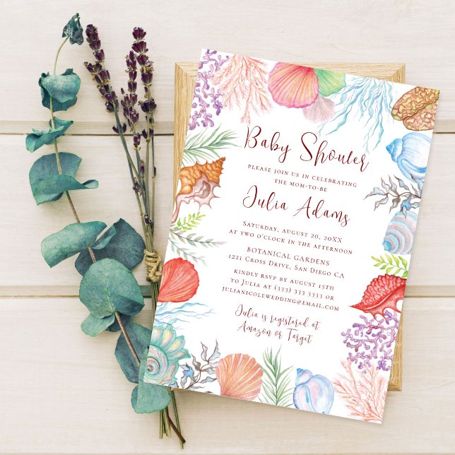 Invitation Simple Beach Ocean Seashell Wreath Mariage (Créateur téléchargé)