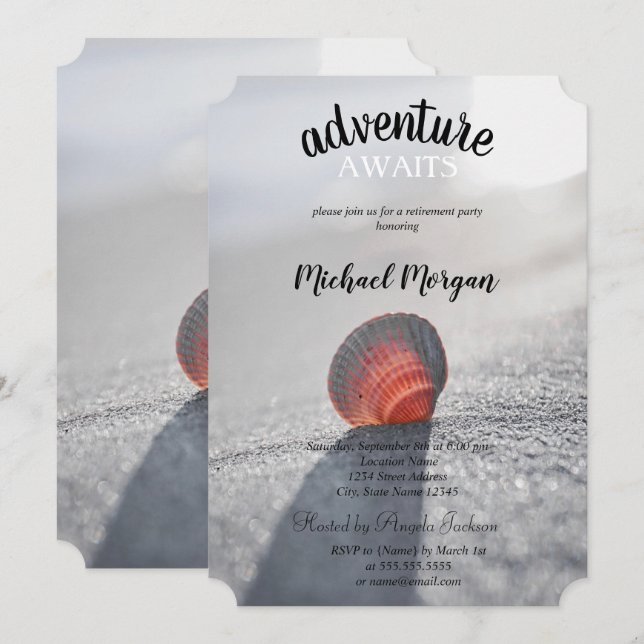 Invitation Simple Beach Seashell Retraite Party (Devant / Derrière)