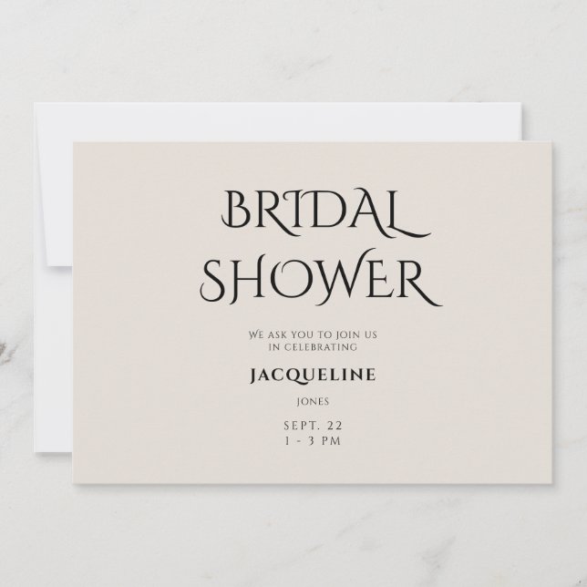Invitation Simple Beige Douche nuptiale (Devant)