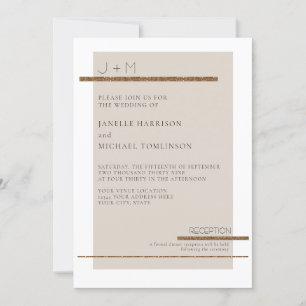 Invitation Simple Beige minime moderne Tan Gold Deco Wedding