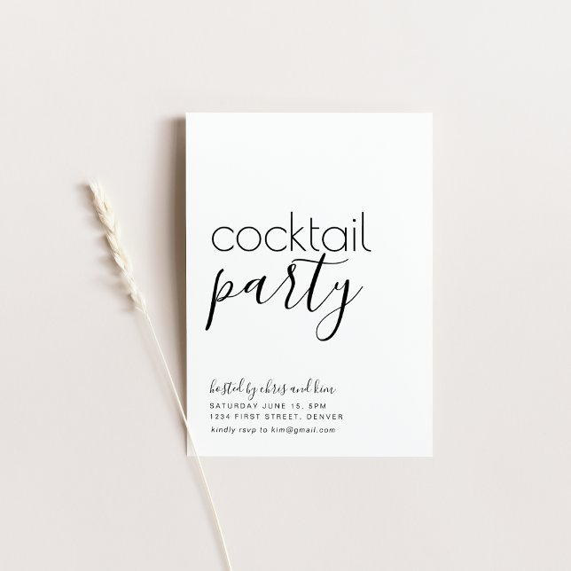 Invitation simple Black and White Cocktail Party (Créateur téléchargé)