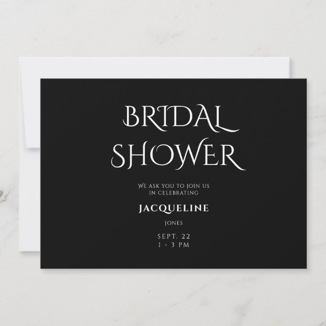 Invitation simple Black Bridal Shower (Devant)