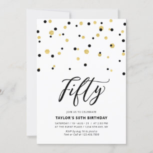 Invitation simple Black & Gold pour les 50 ans