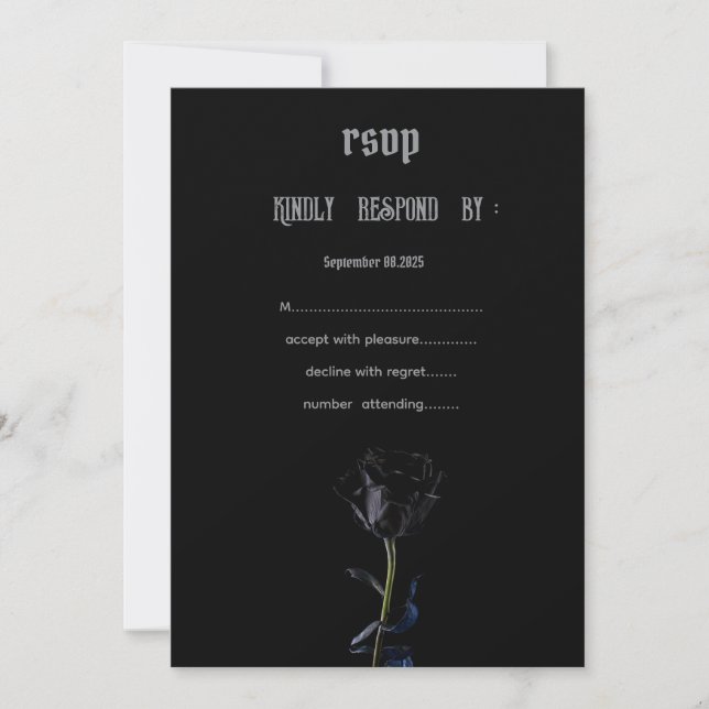 Invitation Simple Black Roses gothique RSVP   (Devant)