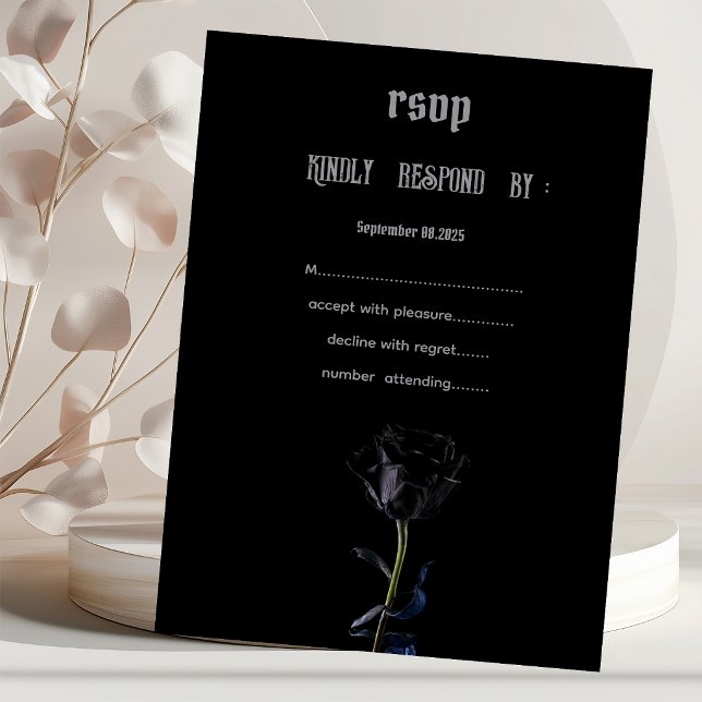 Invitation Simple Black Roses gothique RSVP   (Créateur téléchargé)