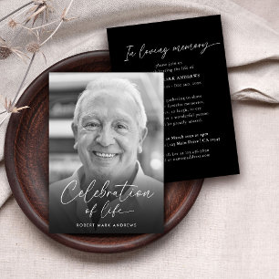 Invitation Simple Black White Celebration of Life Memorial