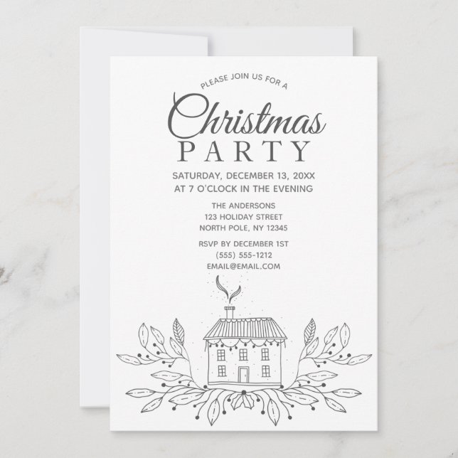 Invitation Simple Black White House (Devant)