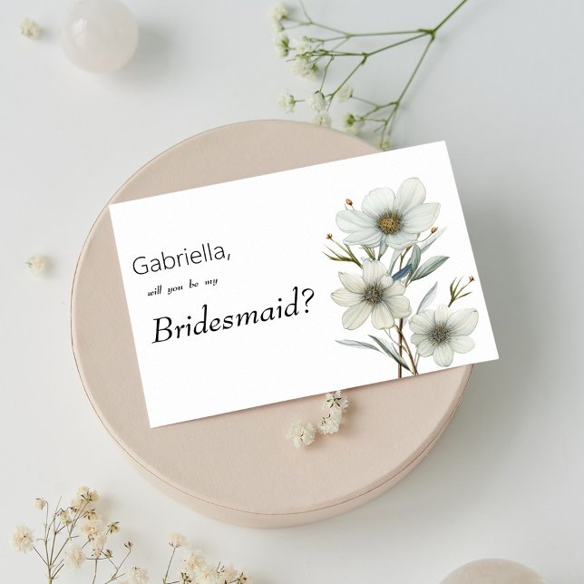 Invitation Simple blanc vert menthe floral printemps Demoisel (Simple white mint green spring floral Bridesmaid )