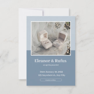 Invitation simple bleue et blanche centrée sur la