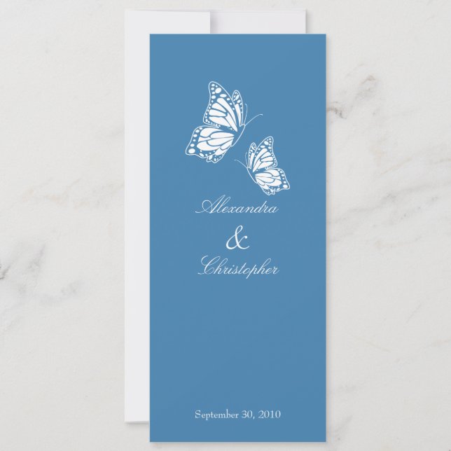 Invitation Simple Blue Butterflies Wedding Announcement (Devant)