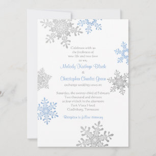 Invitation Simple Blue Silver Snowflake Mariage d'hiver