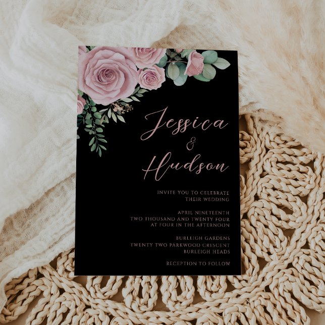 Invitation Simple Blush Elegance Mariage botanique (Créateur téléchargé)