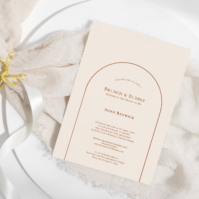 Invitation Simple Boho Arch ivoire Bridal Brunch et Bubbly (Créateur téléchargé)