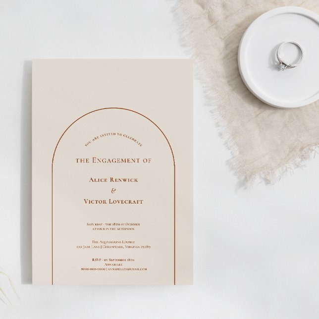 Invitation Simple Boho Arch Ivory Engagement (Créateur téléchargé)