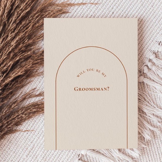 Invitation Simple Boho Arch Ivory Groomsman Proposal Card (Créateur téléchargé)