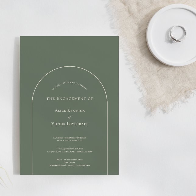 Invitation Simple Boho Arch Sage Green Engagement Party (Créateur téléchargé)