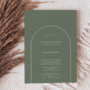 Invitation Simple Boho Arch Sage Green Lingerie Douche