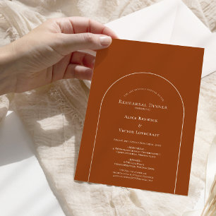 Invitation Simple Boho Arch Terracotta Mariage Répétition