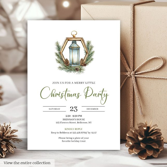 Invitation Simple Boho Couleurs Neutres Dîner de Noël Rustiqu (Simple Boho Neutral Colors Rustic Christmas Dinner Card)