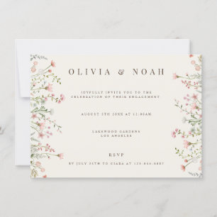 Invitation simple Boho Fleur sauvage Engagement Pa