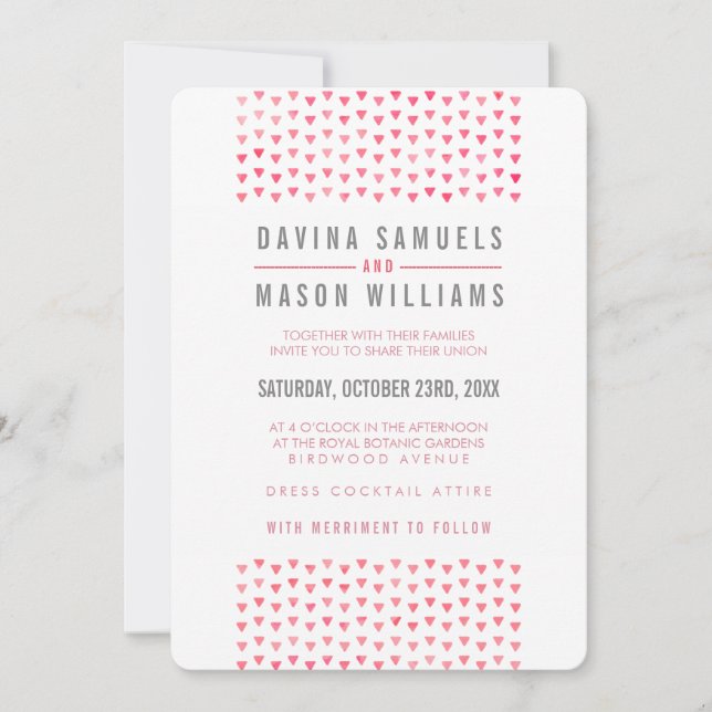 Invitation SIMPLE BOHO MARIAGE triangle moderne motif rose (Devant)