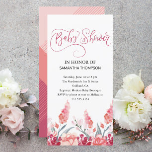 Invitation simple Boho Watercolor Girl Baby shower